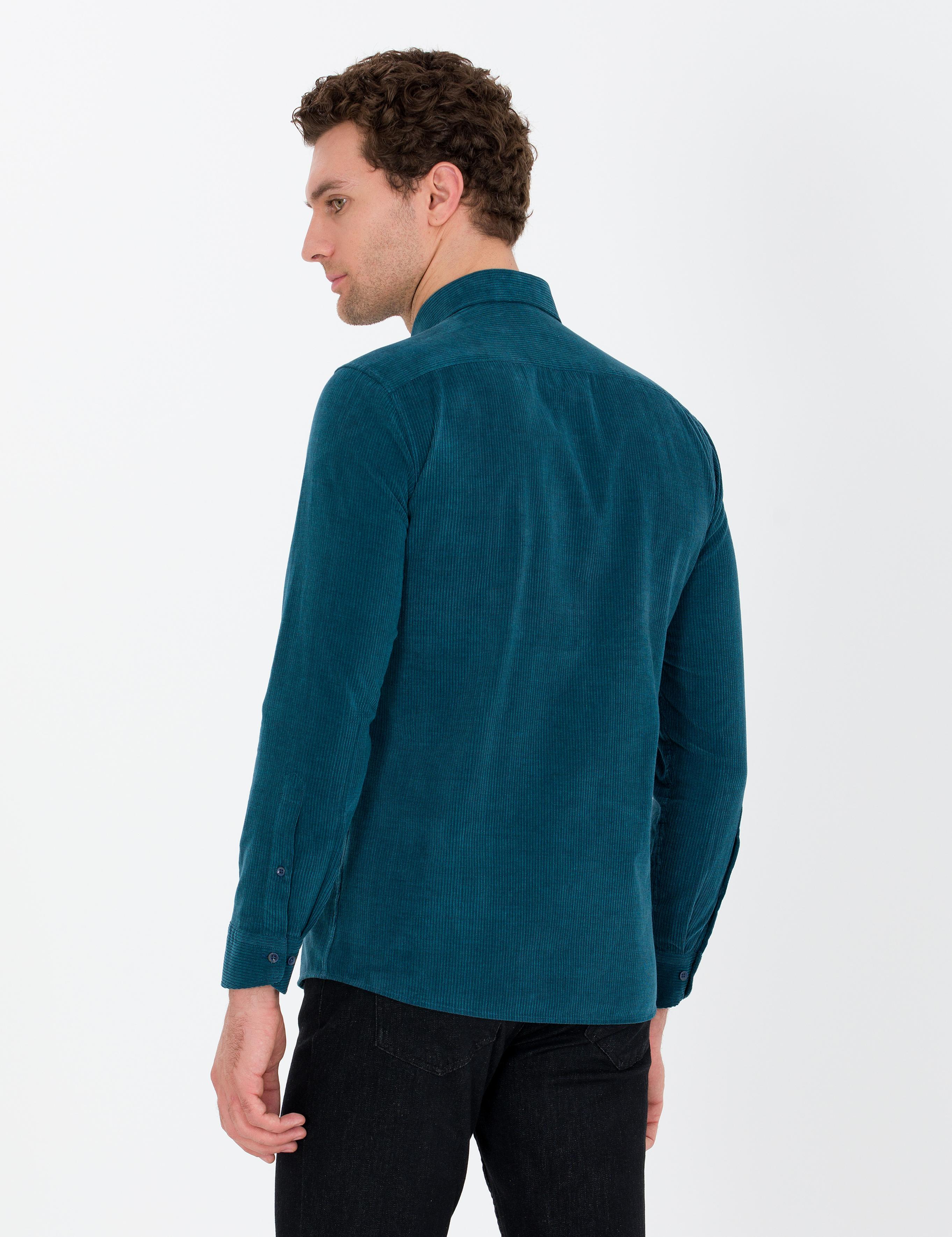 Petrol Slim Fit Uzun Kollu Gömlek - 50262889057