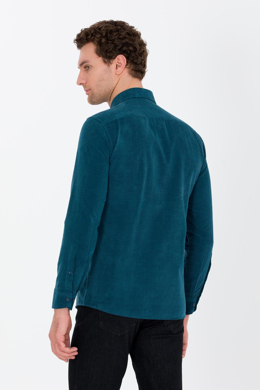 Petrol Slim Fit Uzun Kollu Gömlek - 50262889057