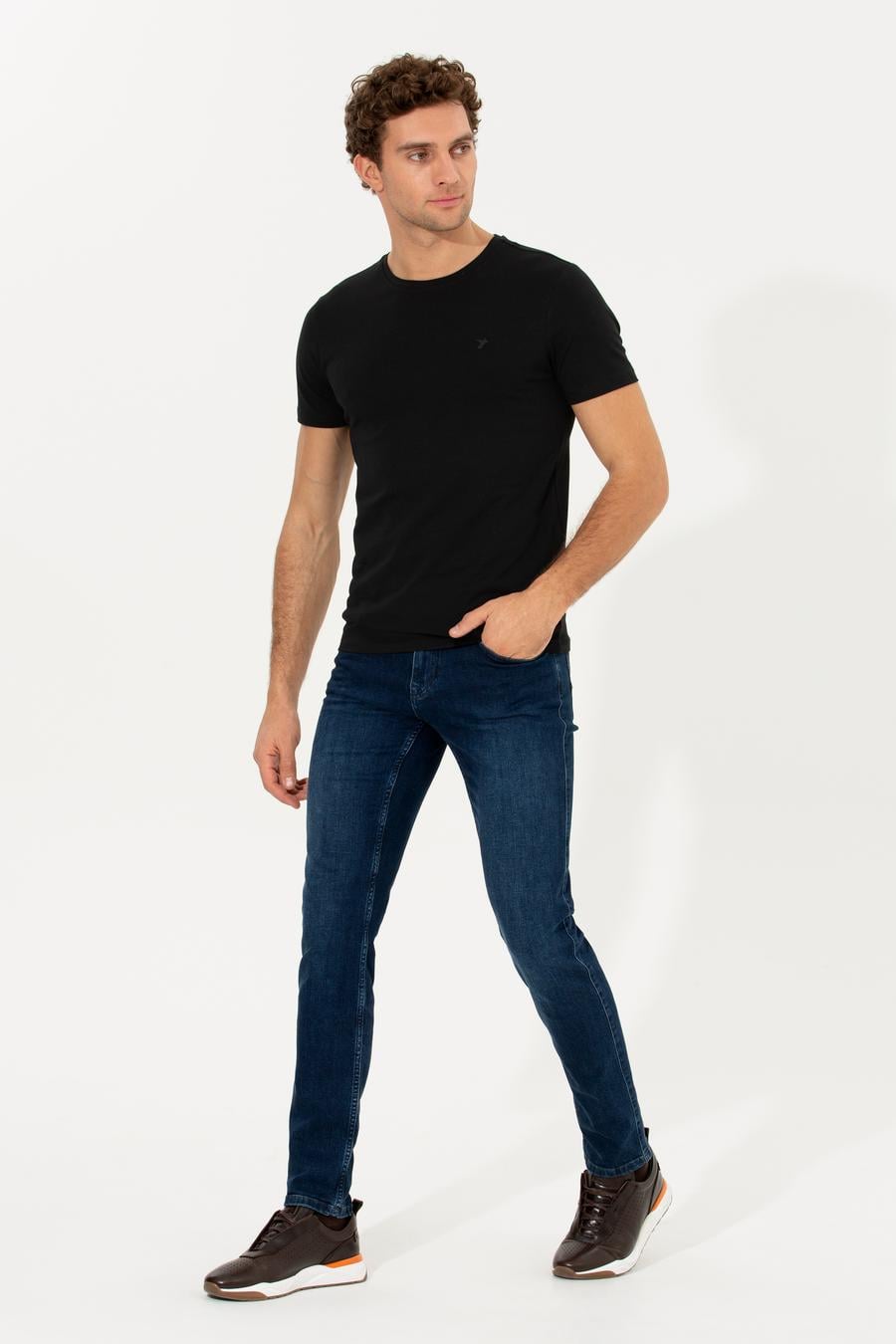 Siyah Bisiklet Yaka Slim Fit Basic T-Shirt - 50263987021