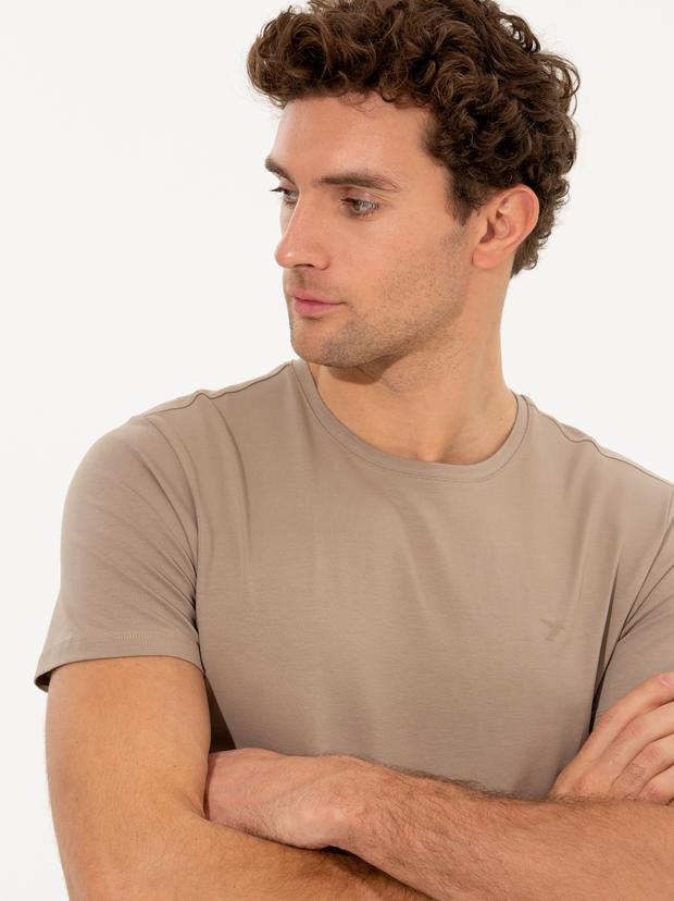 Vizon Bisiklet Yaka Slim Fit Basic T-Shirt