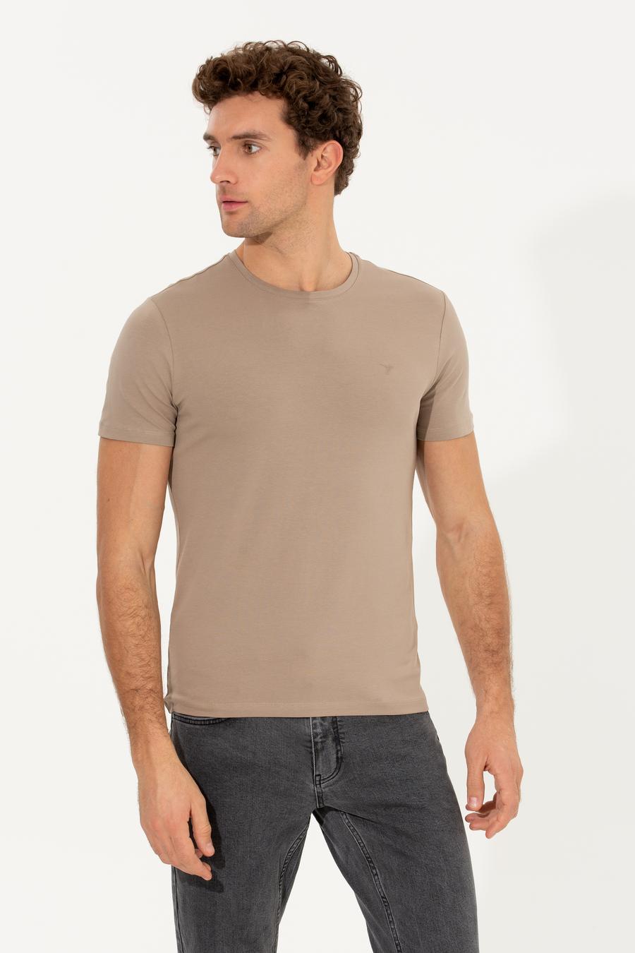 Vizon Bisiklet Yaka Slim Fit Basic T-Shirt - 50263987031