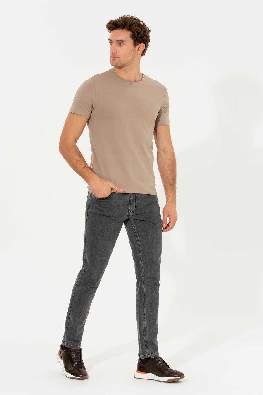 Vizon Bisiklet Yaka Slim Fit Basic T-Shirt - 50263987031