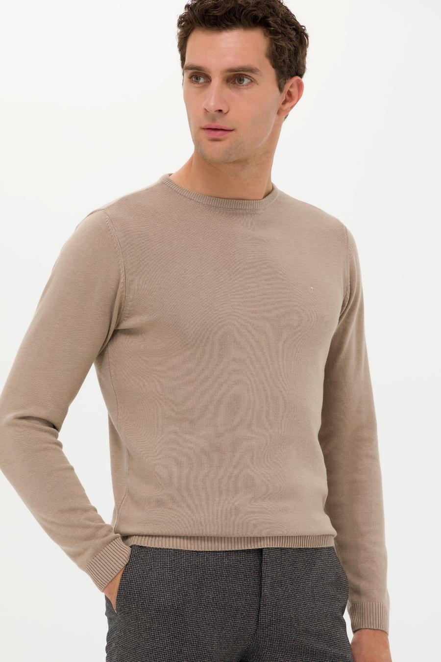 Camel Slim Fit Bisiklet Yaka Basic Triko Kazak - 50257379073