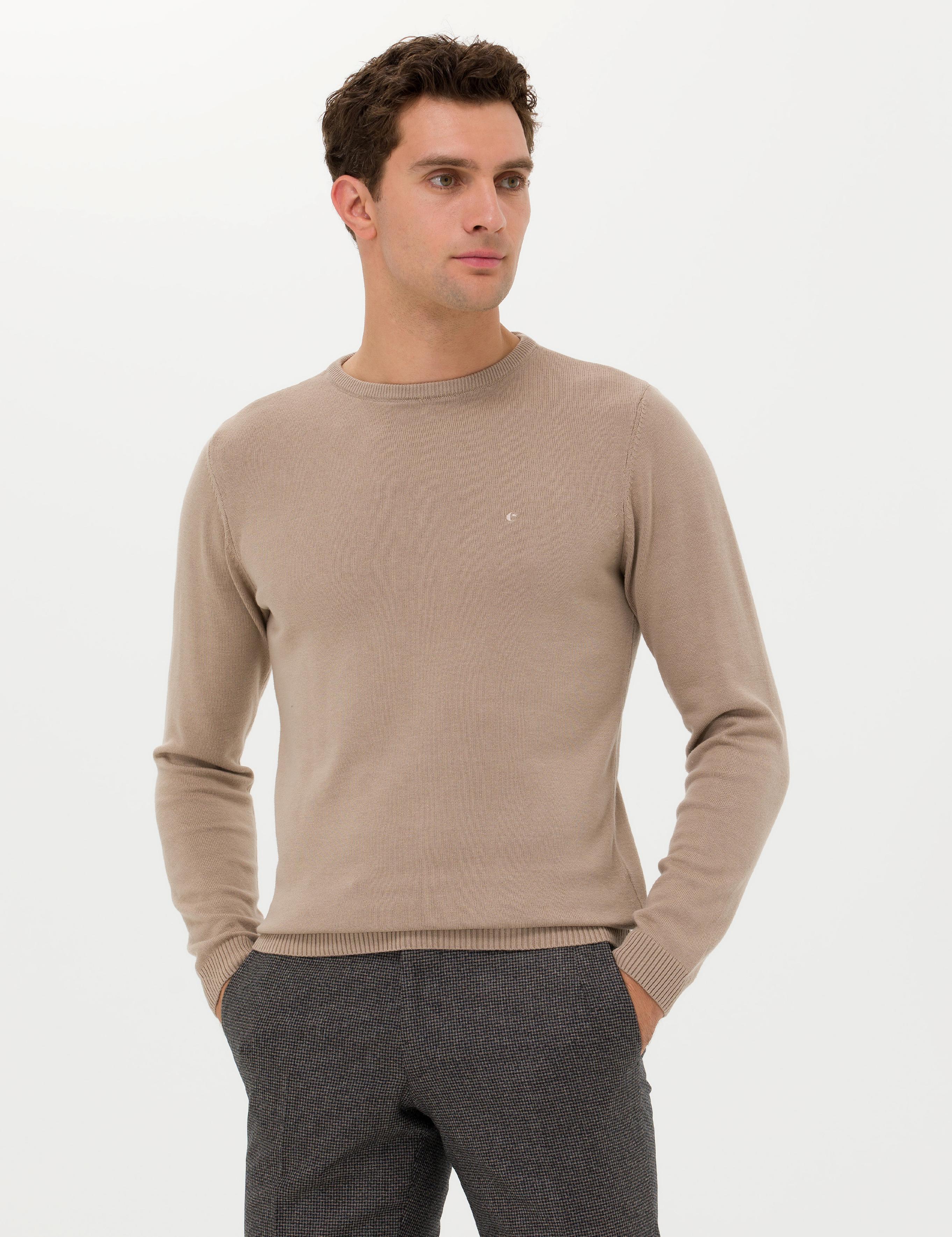 Camel Slim Fit Bisiklet Yaka Basic Triko Kazak - 50257379073