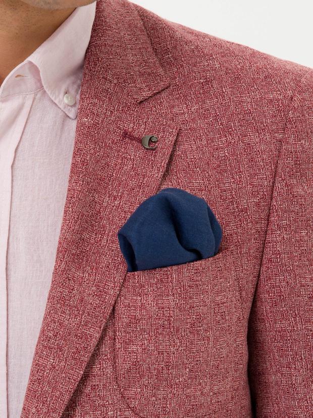 Bordo Slim Fit Yün Keten Karışımlı Ceket