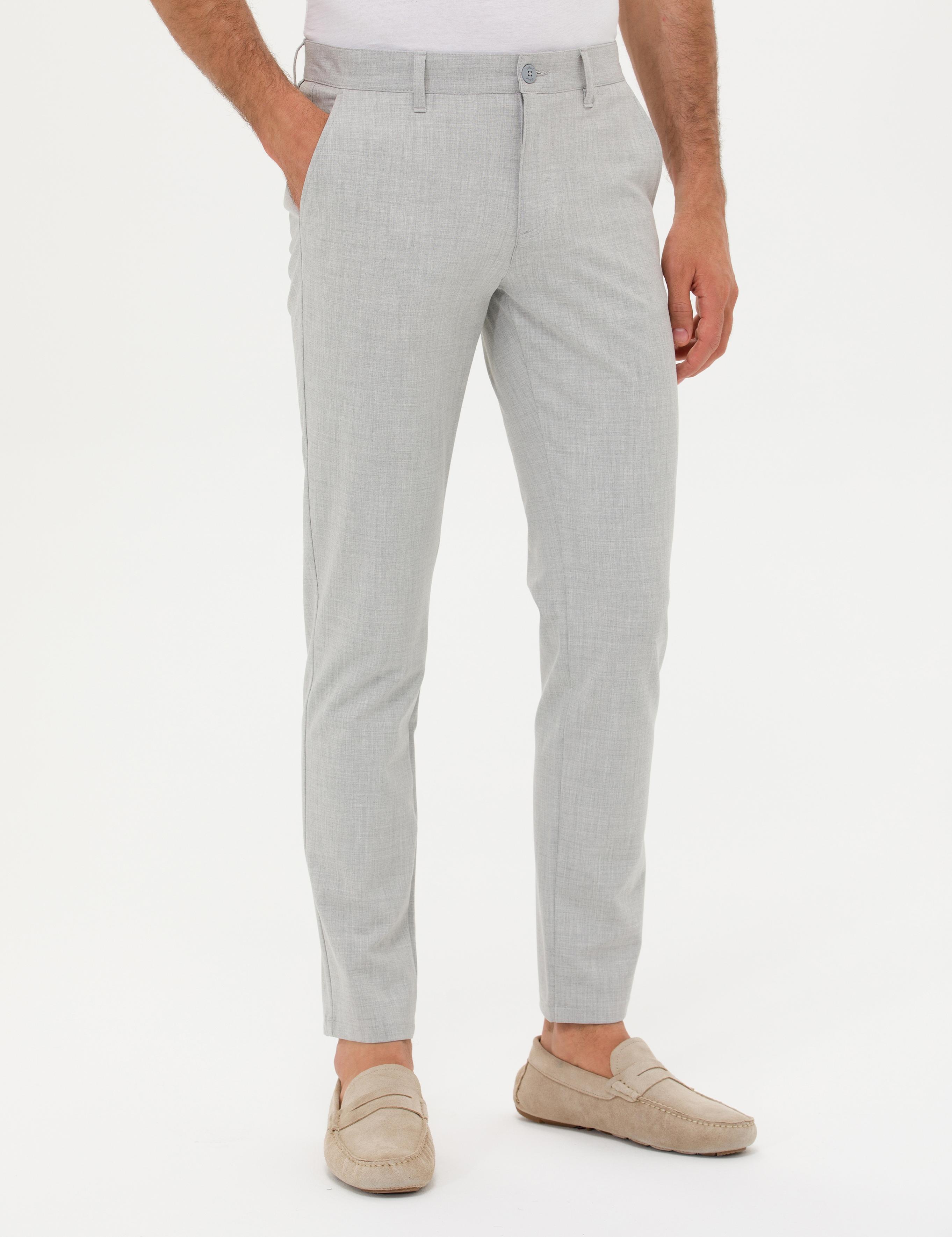 Açık Gri Slim Fit Kanvas Pantolon - 50266705013