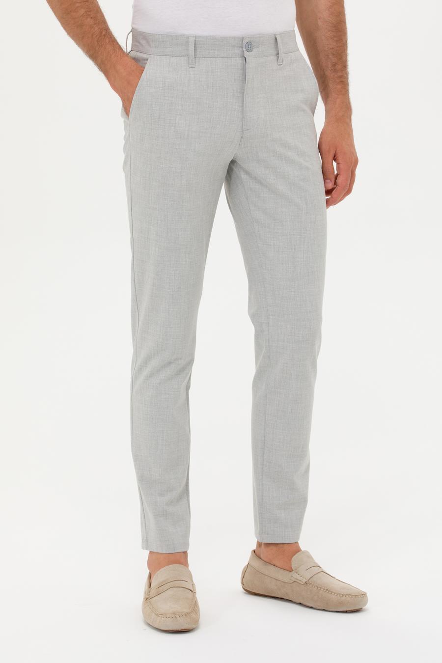 Açık Gri Slim Fit Kanvas Pantolon - 50266705013