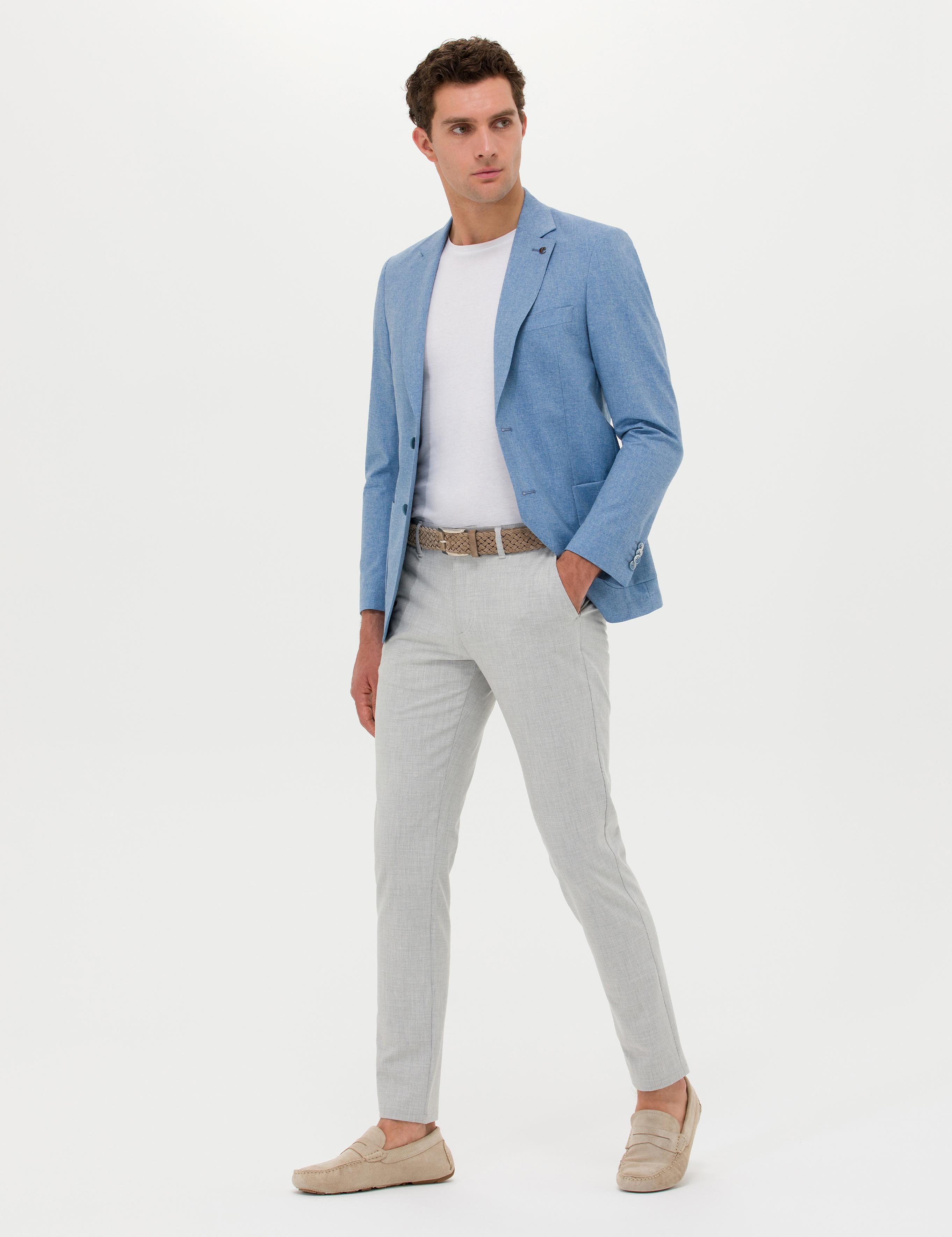 Açık Gri Slim Fit Kanvas Pantolon - 50266705013