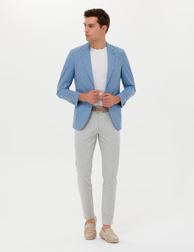 Açık Gri Slim Fit Kanvas Pantolon