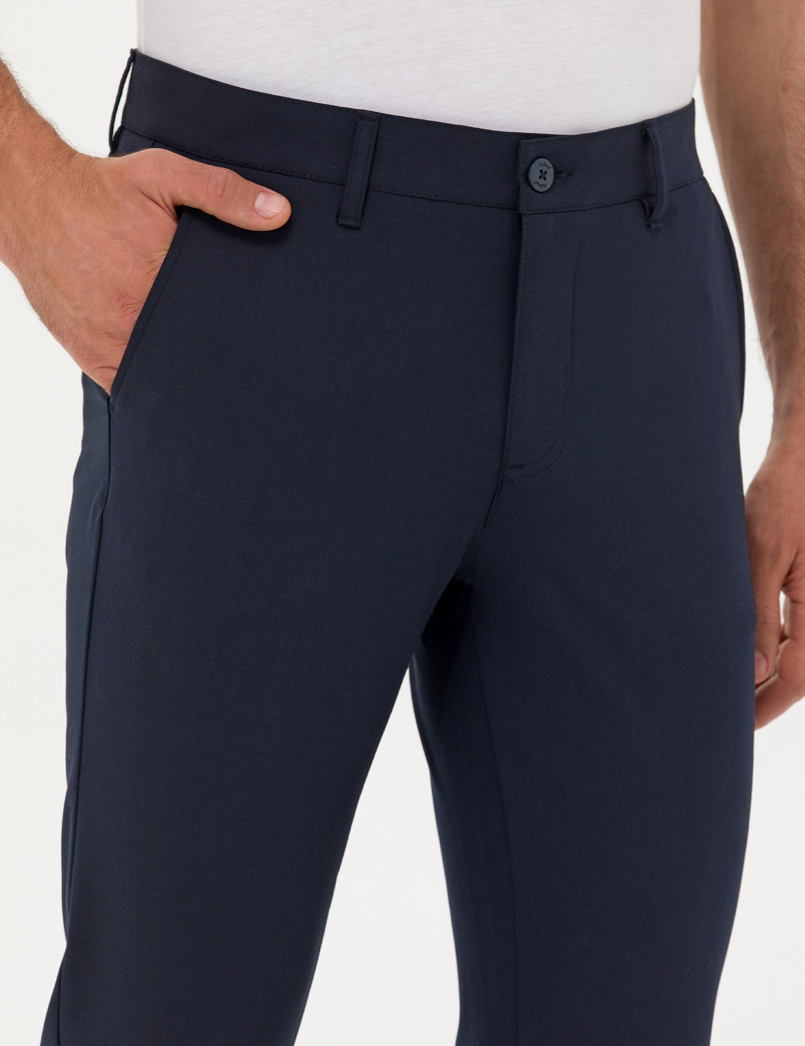 Lacivert Slim Fit Kanvas Pantolon - 50266705093