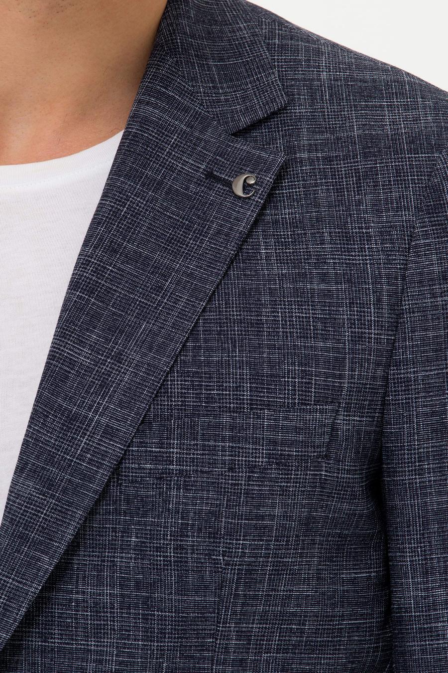 Lacivert Slim Fit Keten Karışımlı Ceket - 50270503050