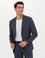 Lacivert Slim Fit Keten Karışımlı Ceket