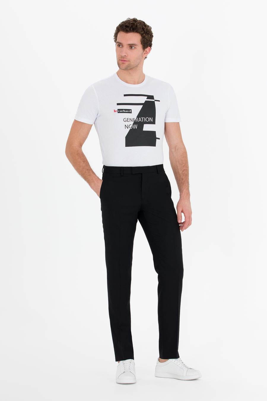 Beyaz Bisiklet Yaka Slim Fit T-Shirt - 50265418012