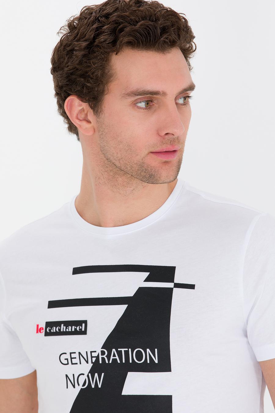 Beyaz Bisiklet Yaka Slim Fit T-Shirt - 50265418012