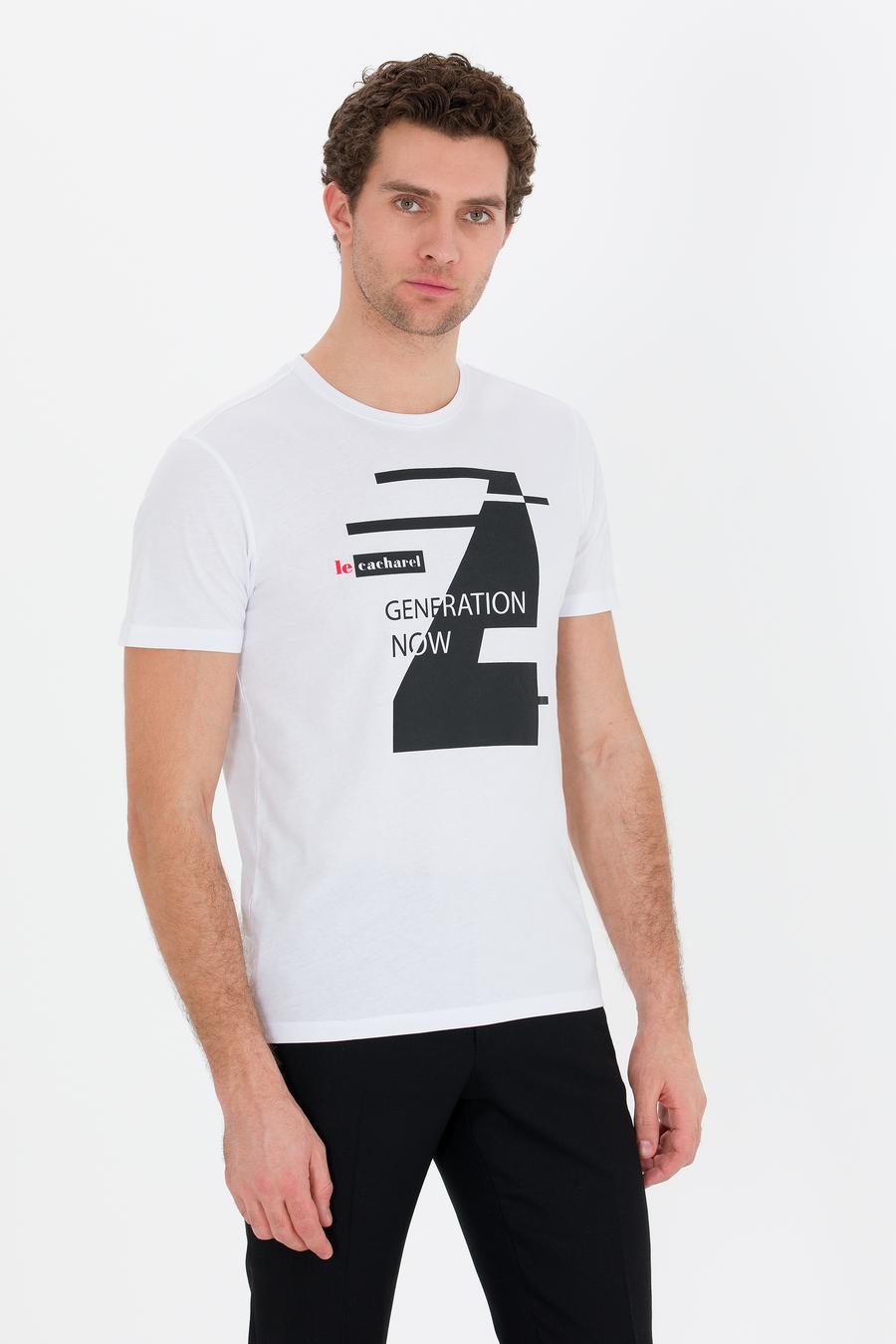 Beyaz Bisiklet Yaka Slim Fit T-Shirt - 50265418012