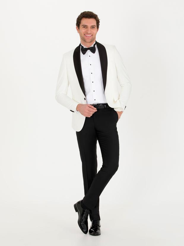Beyaz Slim Fit Smokin Damatlık