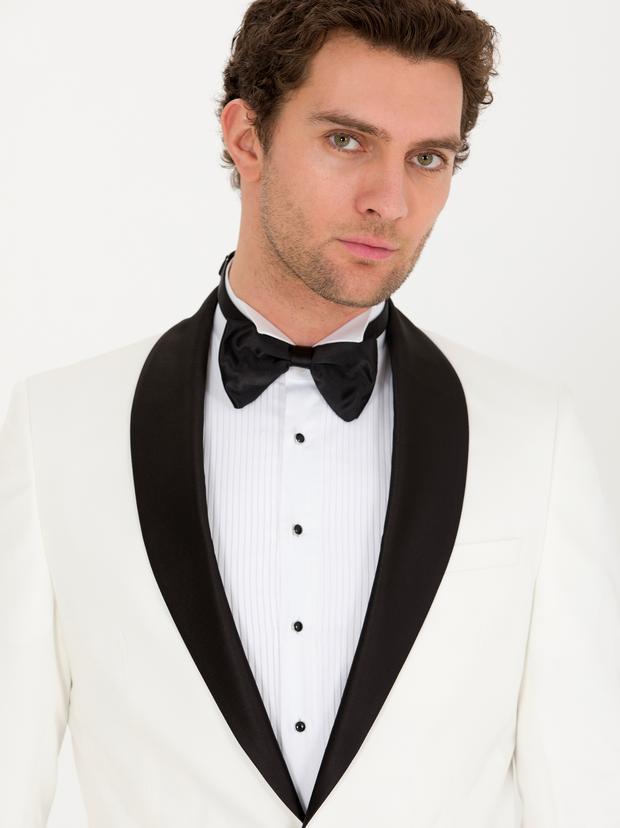 Beyaz Slim Fit Smokin Damatlık
