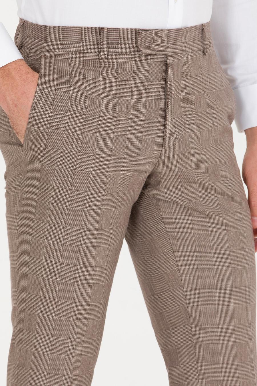 Kahverengi Slim Fit Keten Karışımlı Pantolon - 50265200037