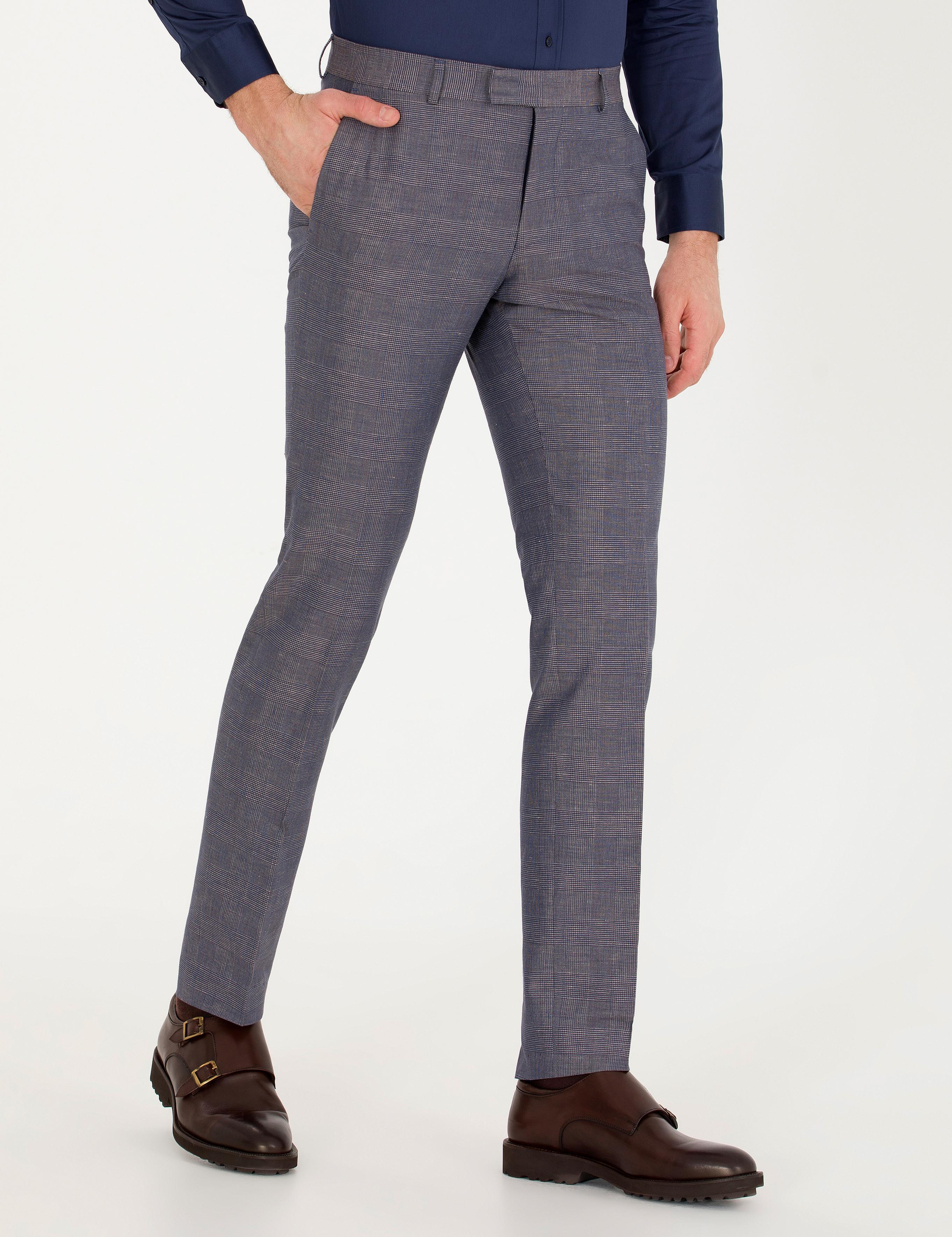 Lacivert Slim Fit Keten Karışımlı Pantolon - 50265200050