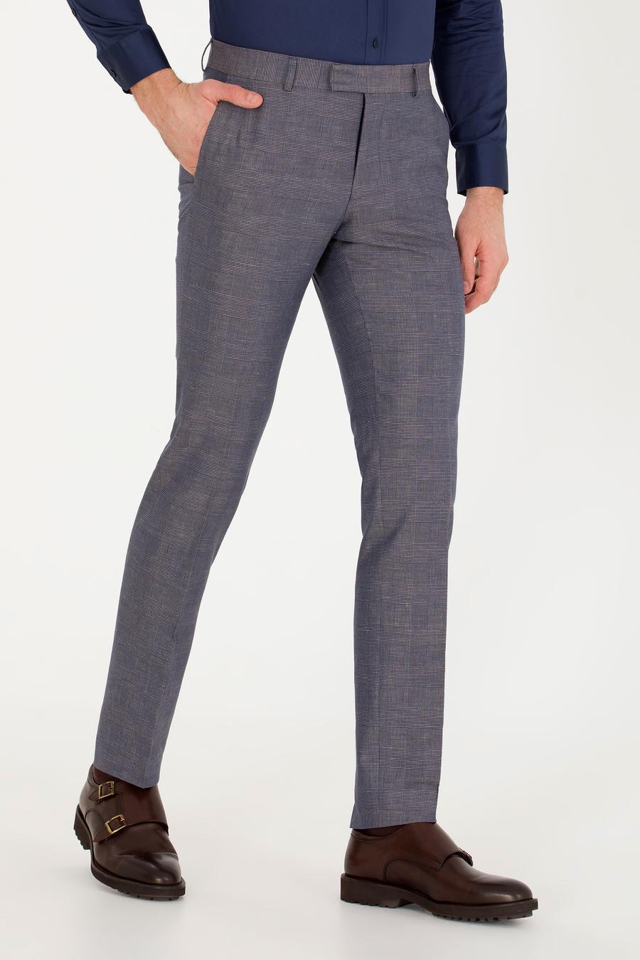 Lacivert Slim Fit Keten Karışımlı Pantolon - 50265200050