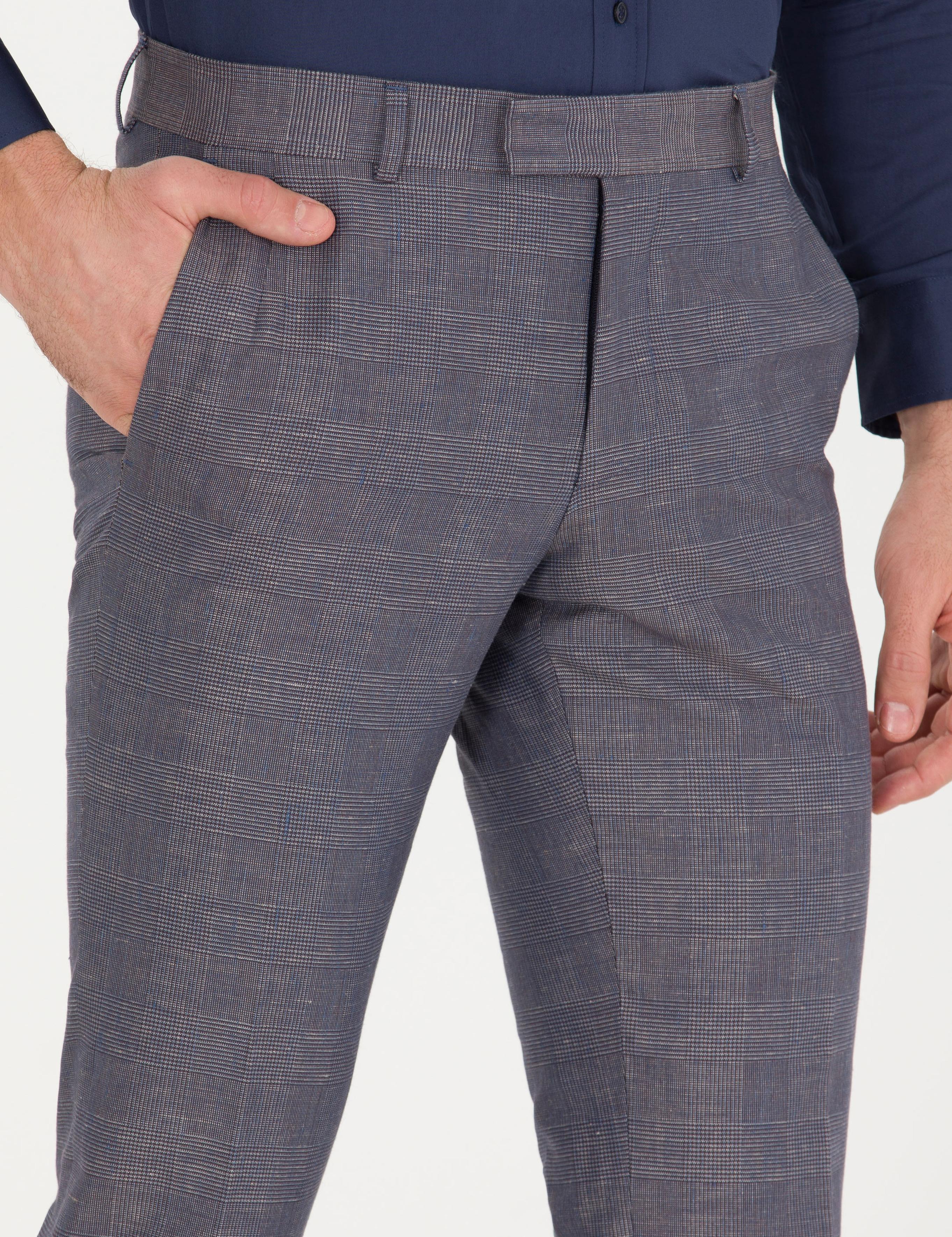 Lacivert Slim Fit Keten Karışımlı Pantolon - 50265200050