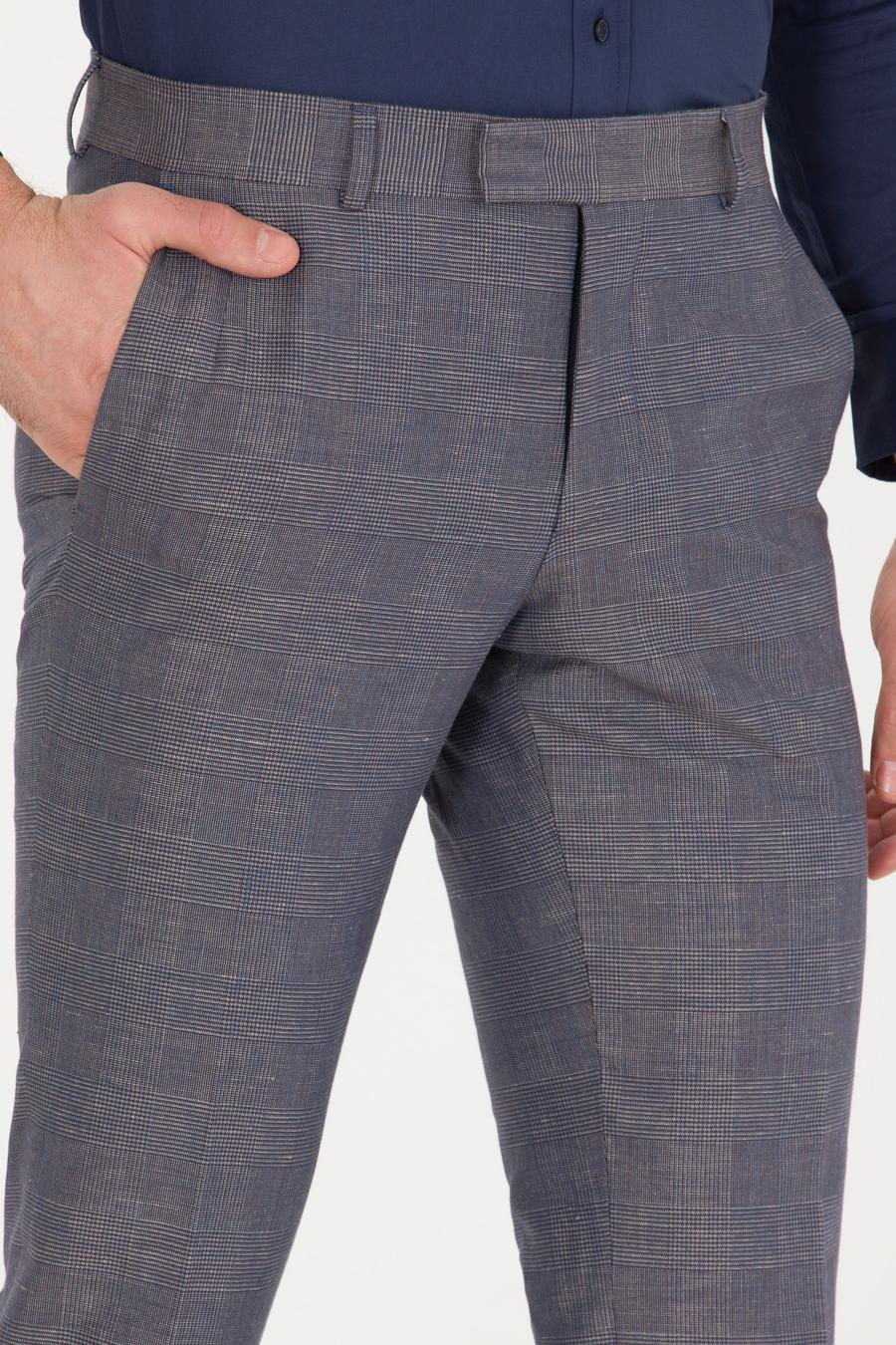 Lacivert Slim Fit Keten Karışımlı Pantolon - 50265200050