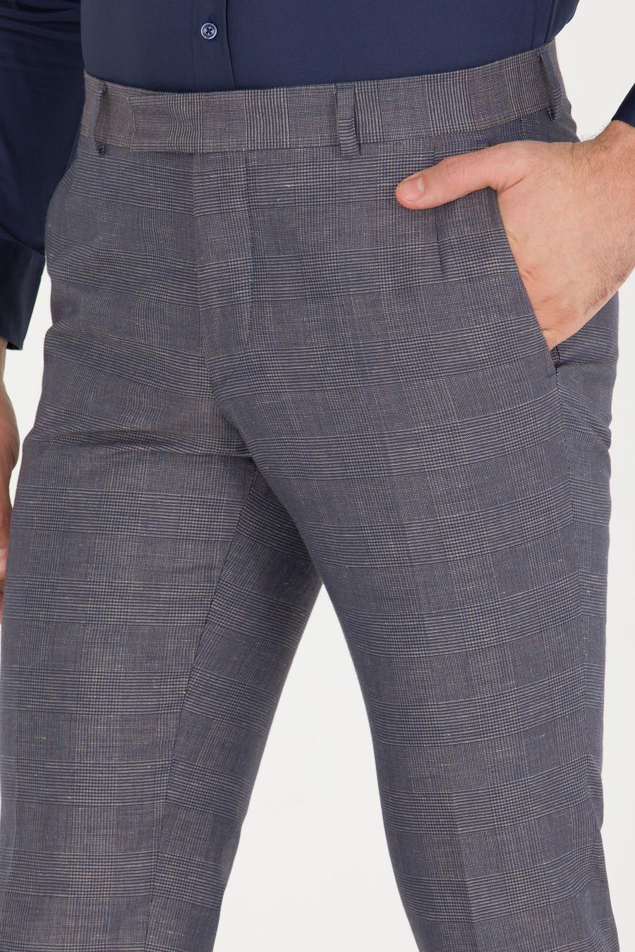 Lacivert Slim Fit Keten Karışımlı Pantolon - 50265200050