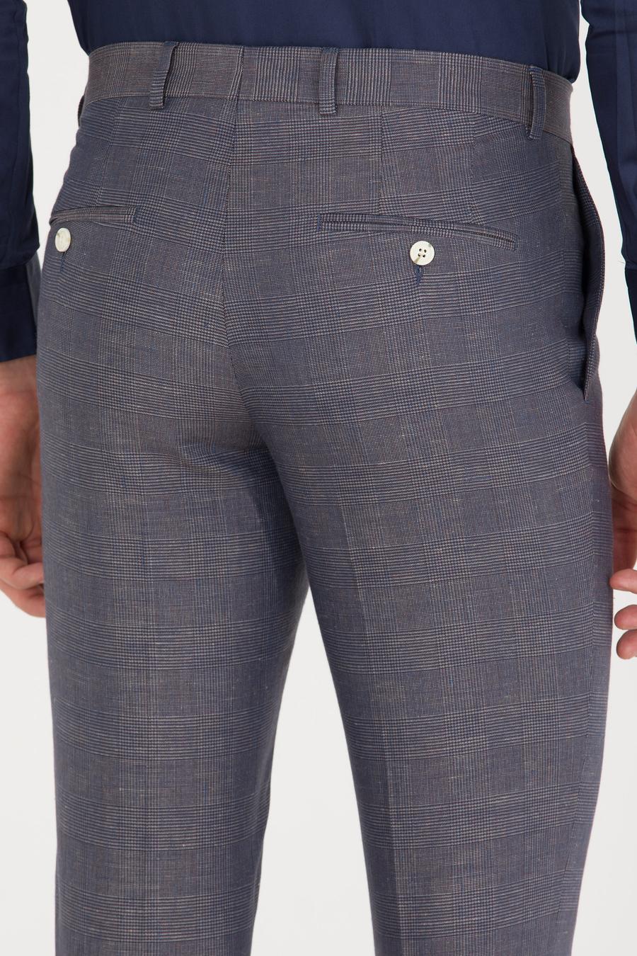 Lacivert Slim Fit Keten Karışımlı Pantolon - 50265200050