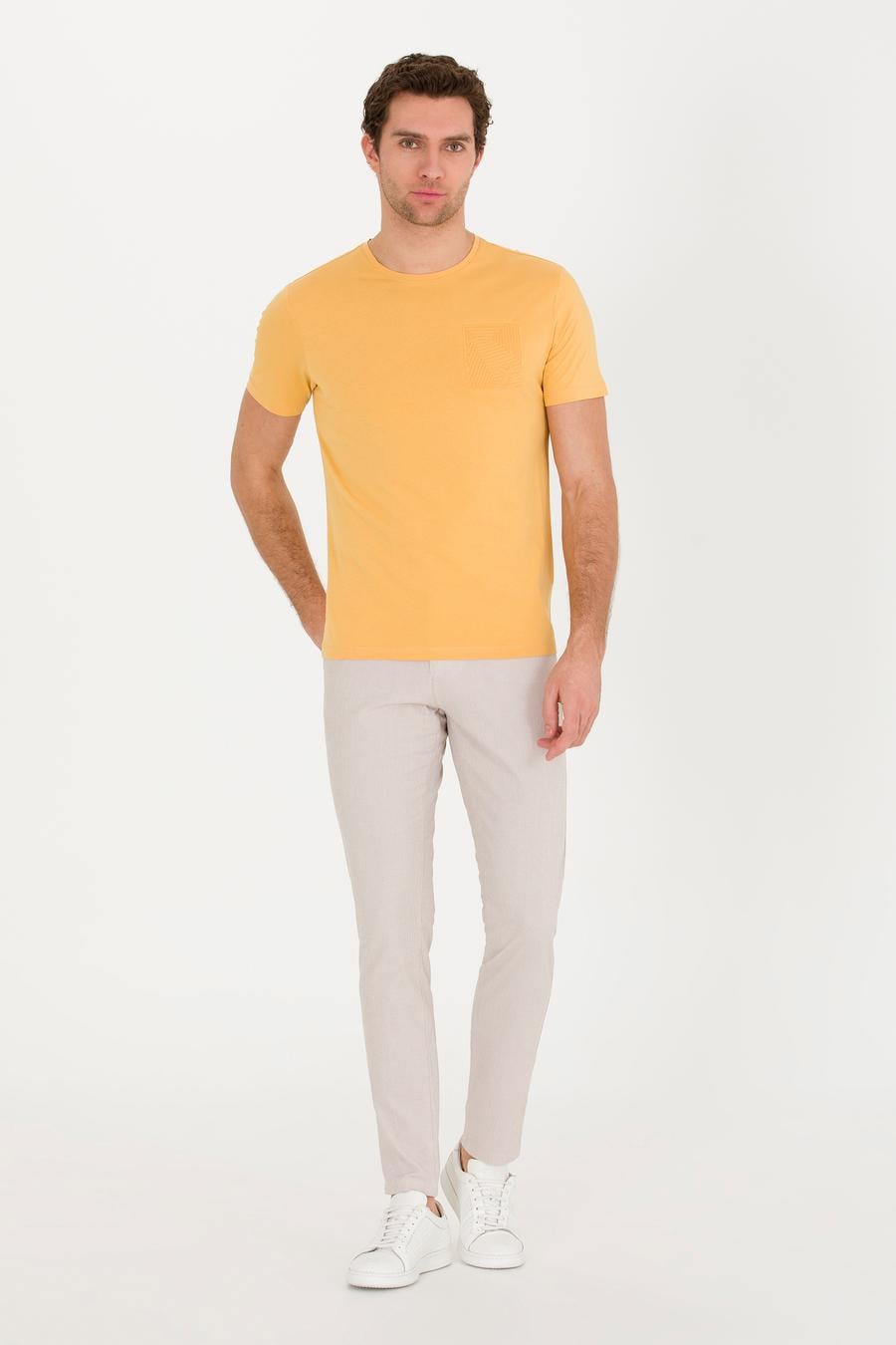 Hardal Bisiklet Yaka Slim Fit T-Shirt - 50265869039