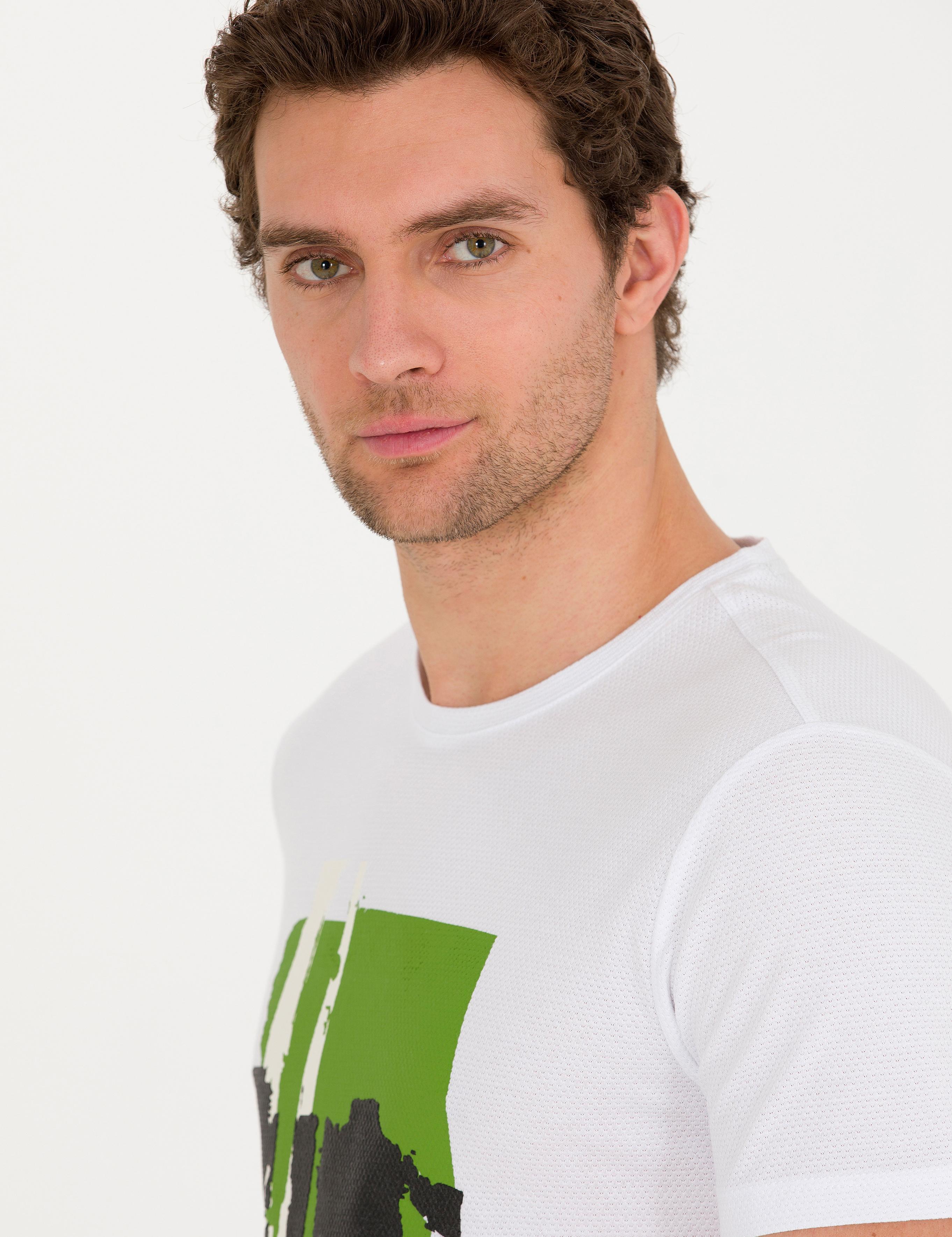 Beyaz Bisiklet Yaka Slim Fit T-Shirt - 50265888009
