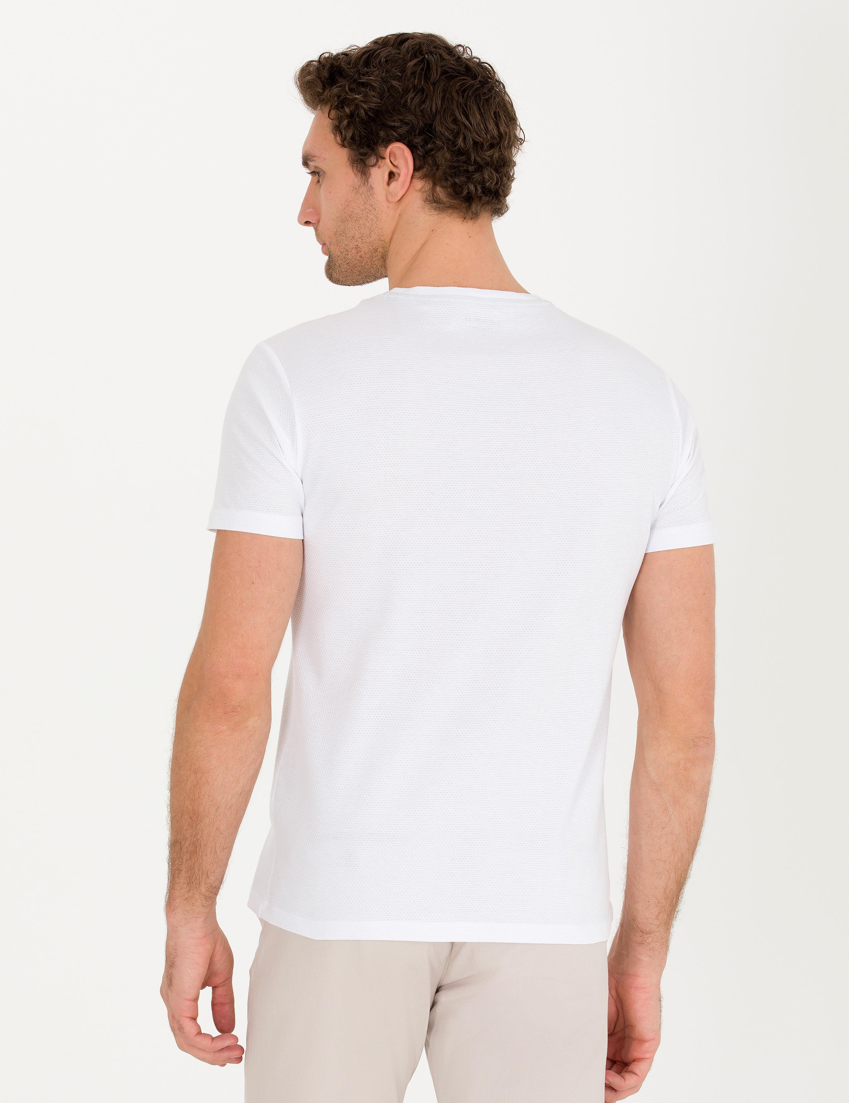 Beyaz Bisiklet Yaka Slim Fit T-Shirt - 50265888009