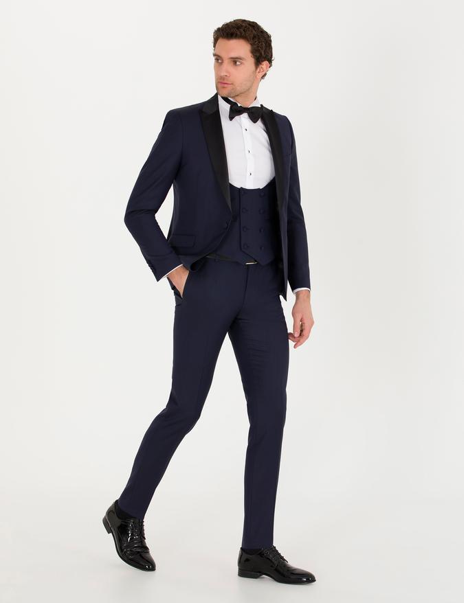 Lacivert Ekstra Slim Fit Takım Elbise