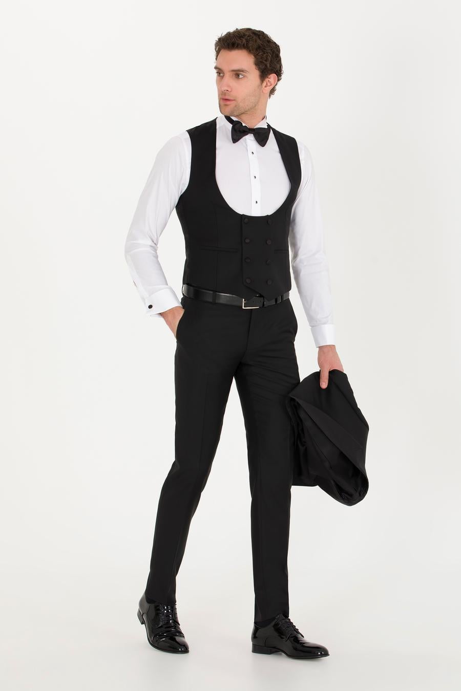 Siyah Ekstra Slim Fit Takım Elbise - 50267709050