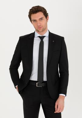 Siyah Slim Fit Yün Ceket