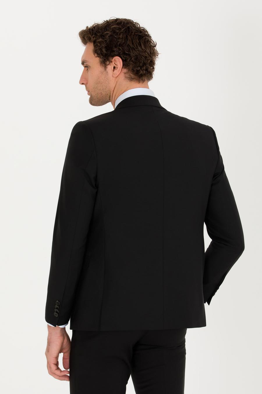 Siyah Slim Fit Yün Ceket - 50267711042