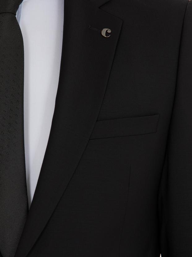 Siyah Slim Fit Yün Ceket