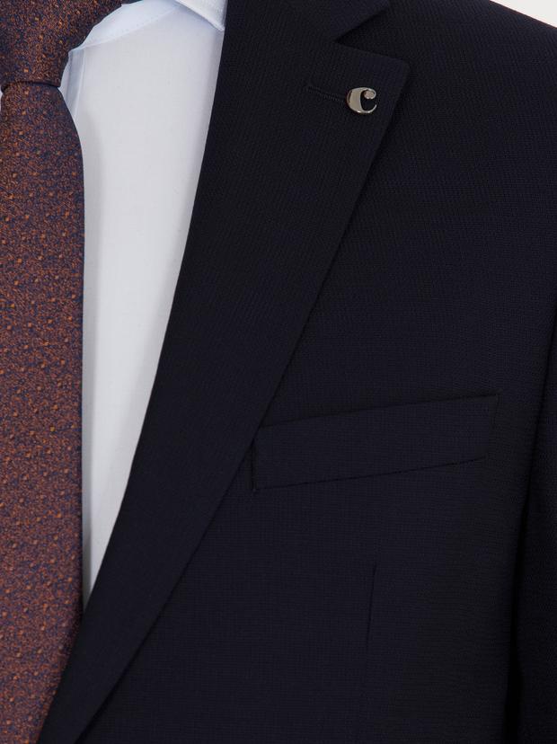 Lacivert Slim Fit Yün Ceket