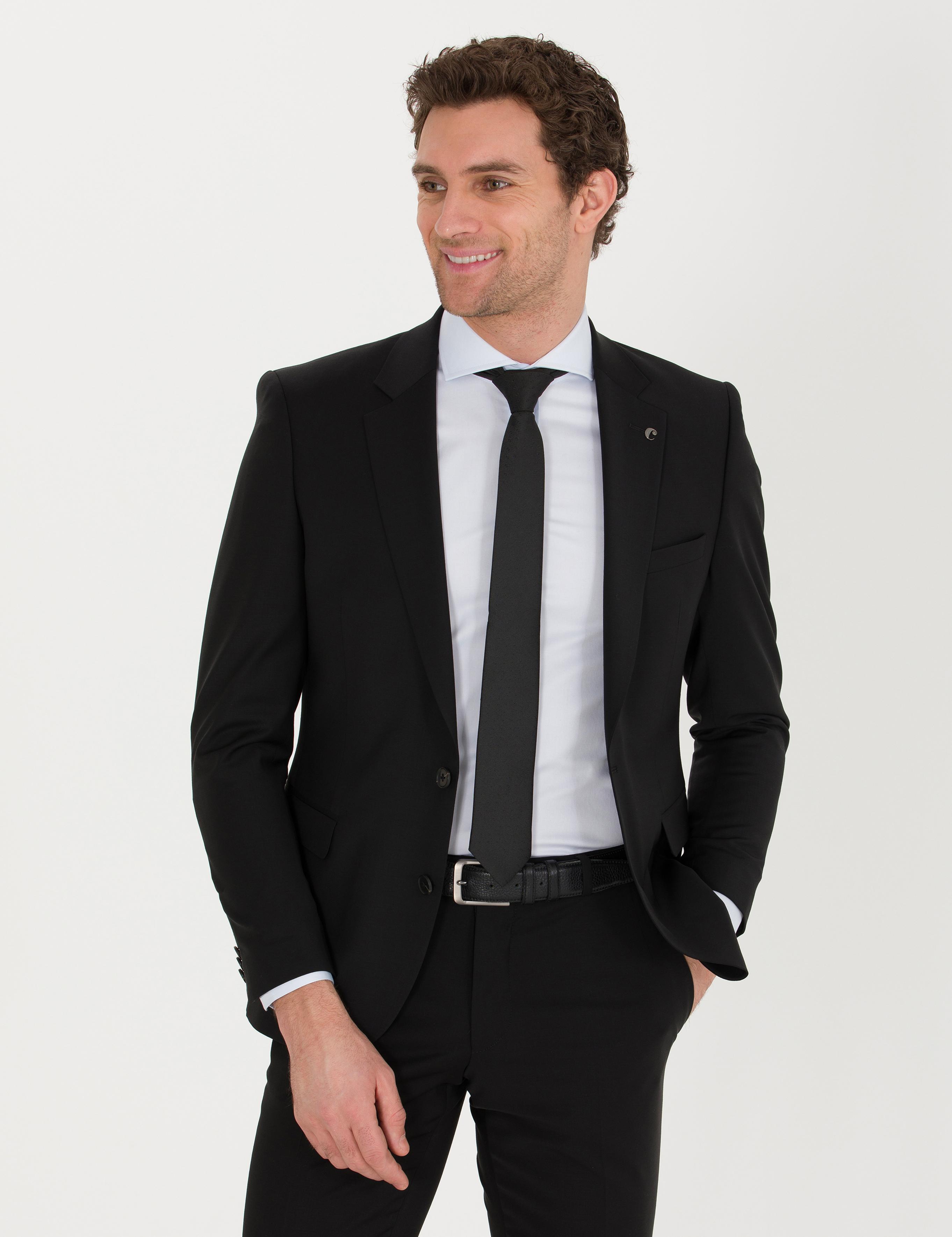 Siyah Slim Fit Ceket - 50267713042