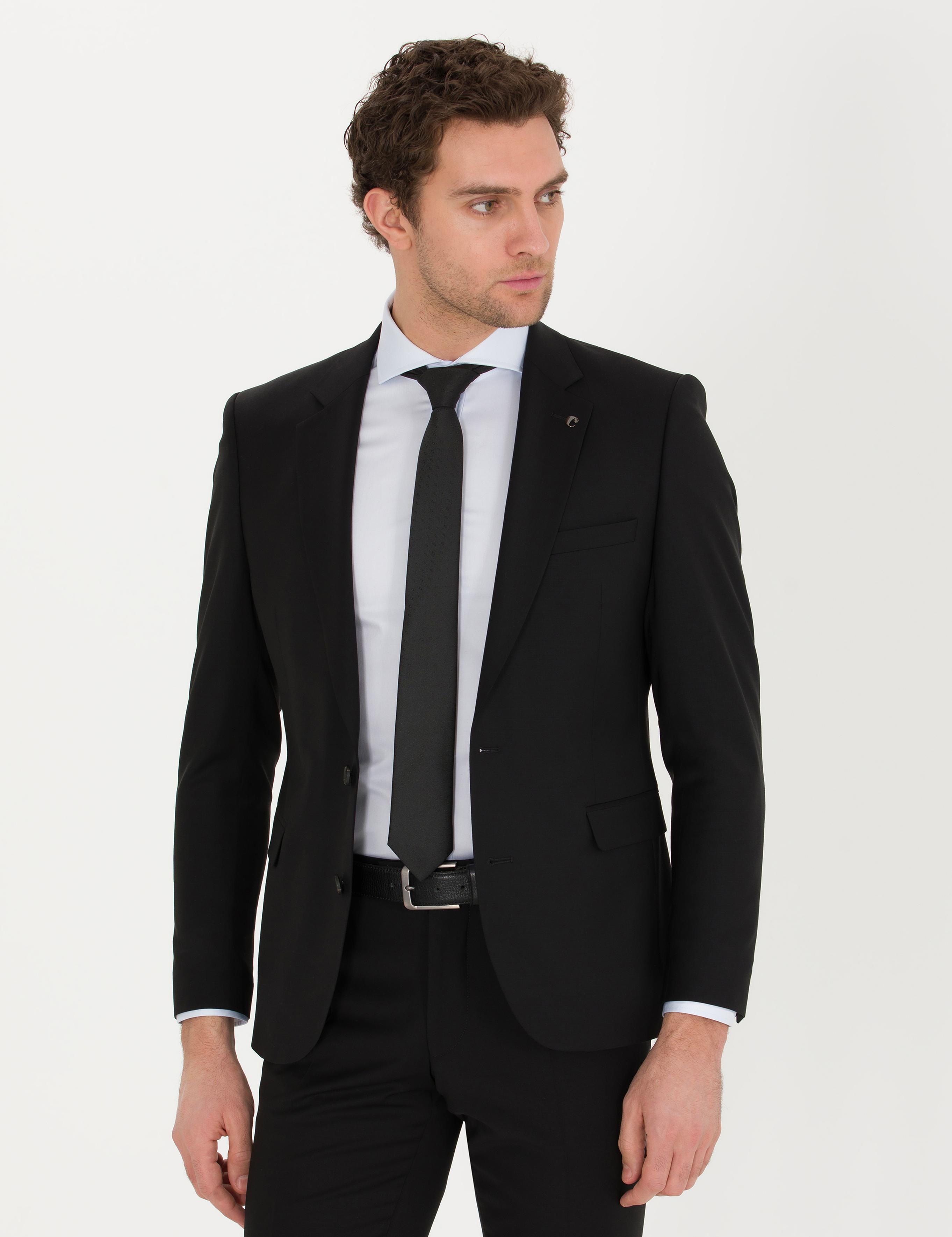 Siyah Slim Fit Ceket - 50267713042