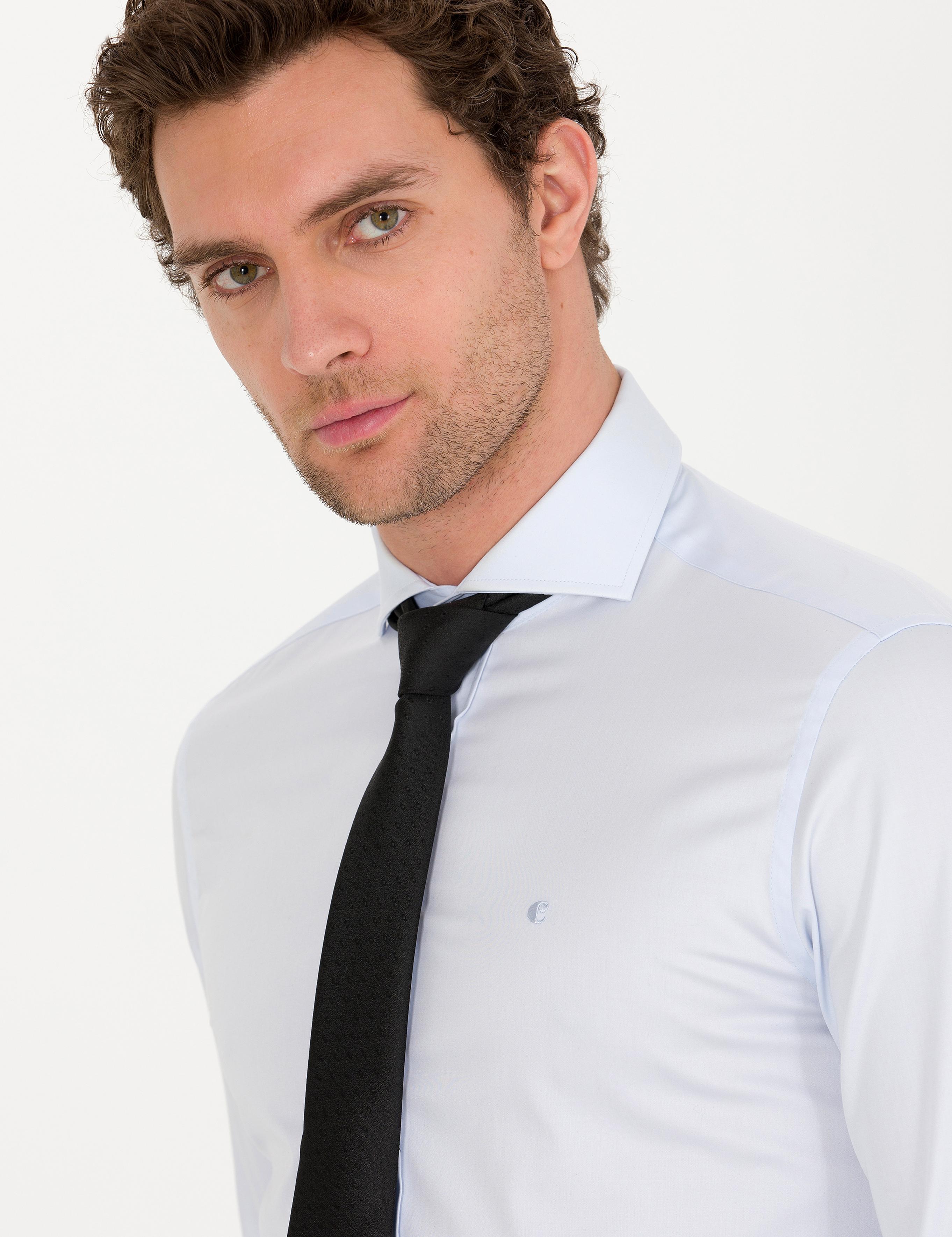 Açık Mavi Slim Fit Uzun Kollu Basic Gömlek - 50268927020