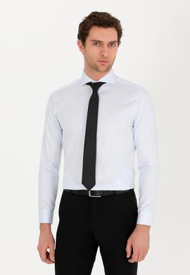 Açık Mavi Slim Fit Uzun Kollu Basic Gömlek