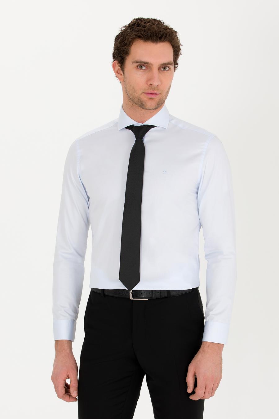 Açık Mavi Slim Fit Uzun Kollu Basic Gömlek - 50268927020