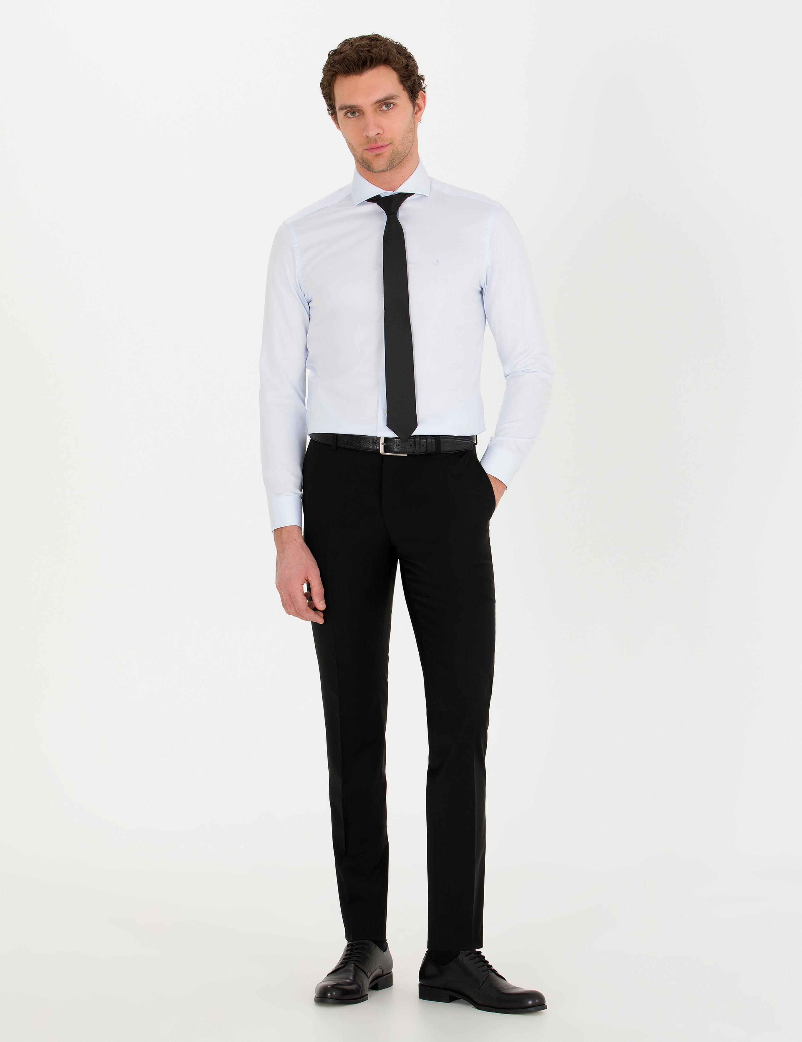 Açık Mavi Slim Fit Uzun Kollu Basic Gömlek - 50268927020