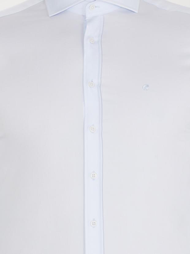 Açık Mavi Slim Fit Uzun Kollu Basic Gömlek
