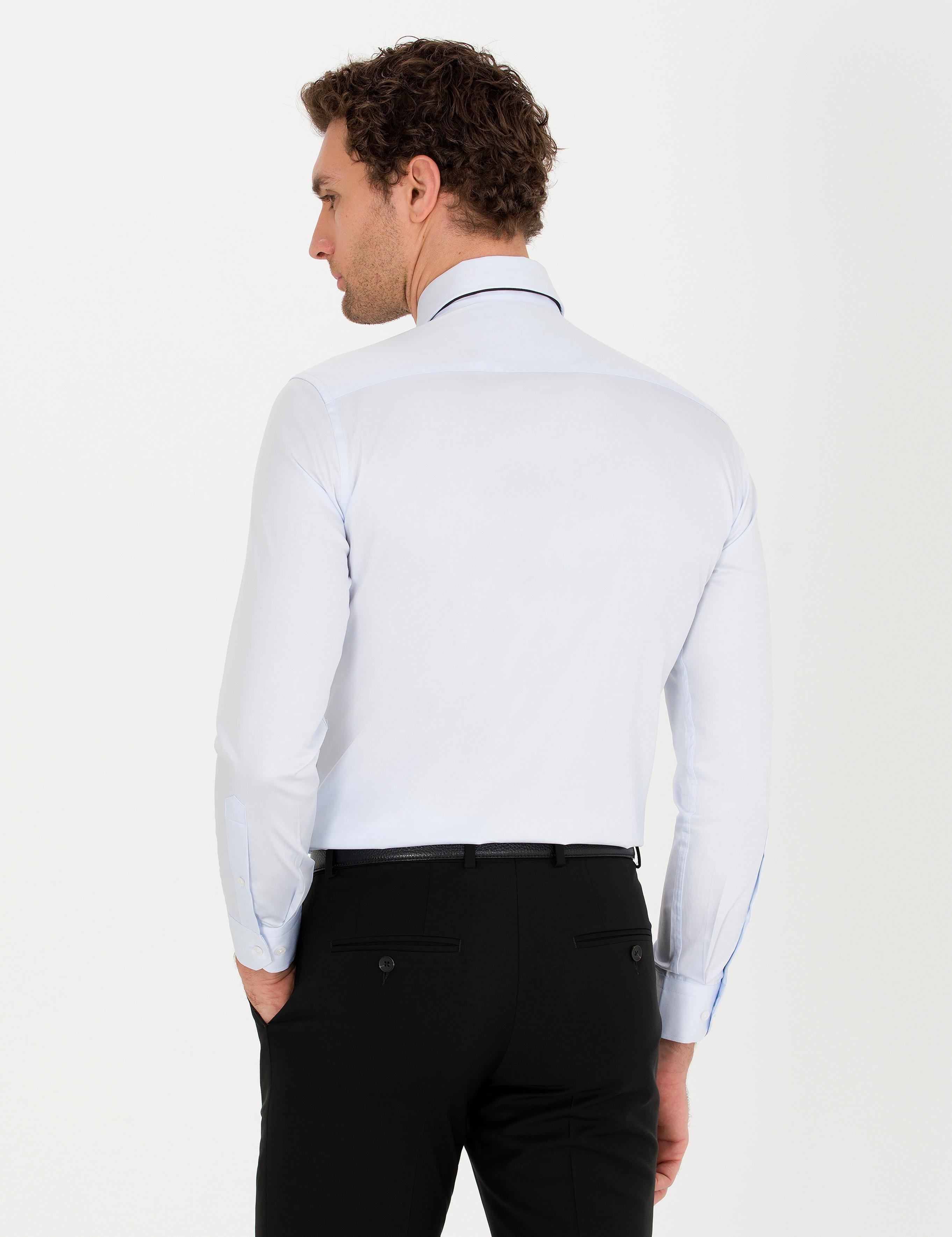 Açık Mavi Slim Fit Uzun Kollu Basic Gömlek - 50268927020