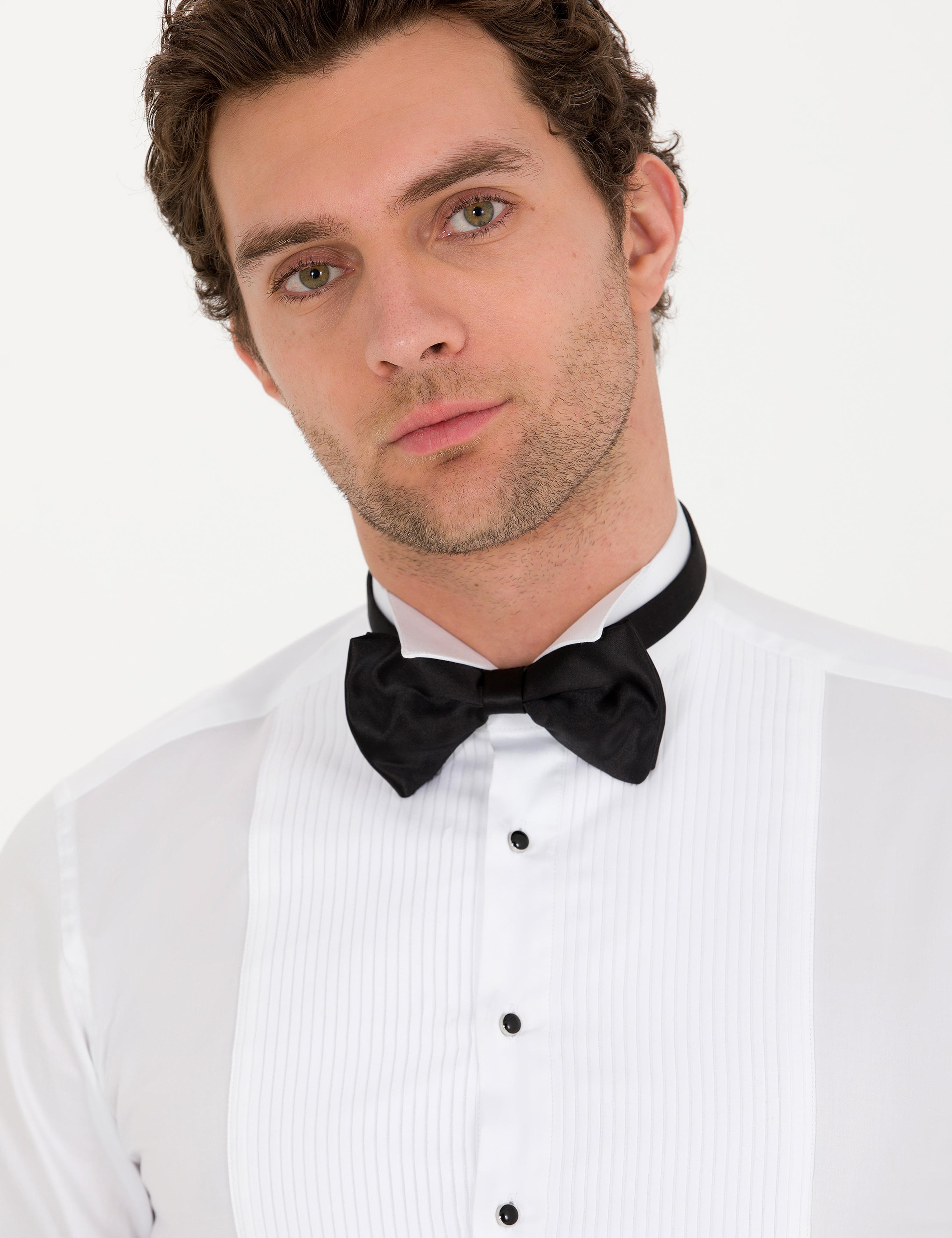 Beyaz Slim Fit Smokin Gömlek - 50269231007