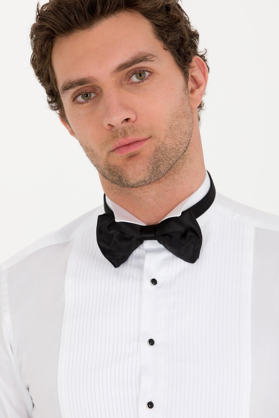 Beyaz Slim Fit Smokin Gömlek - 50269231007