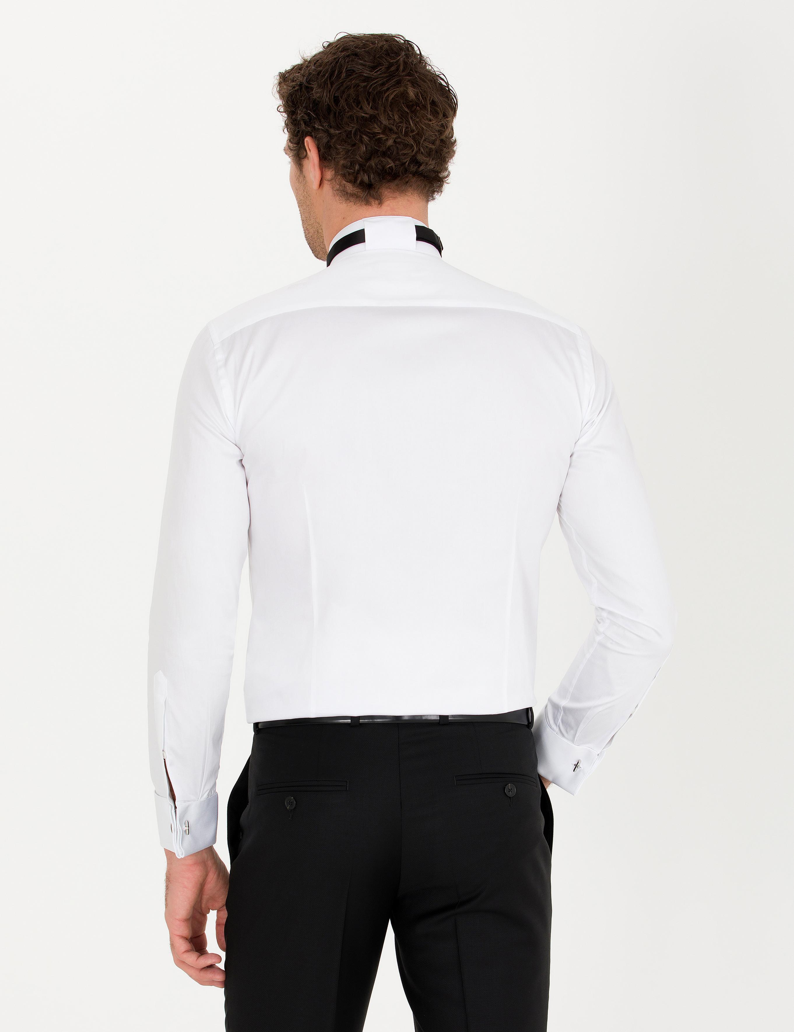 Beyaz Slim Fit Smokin Gömlek - 50269231007