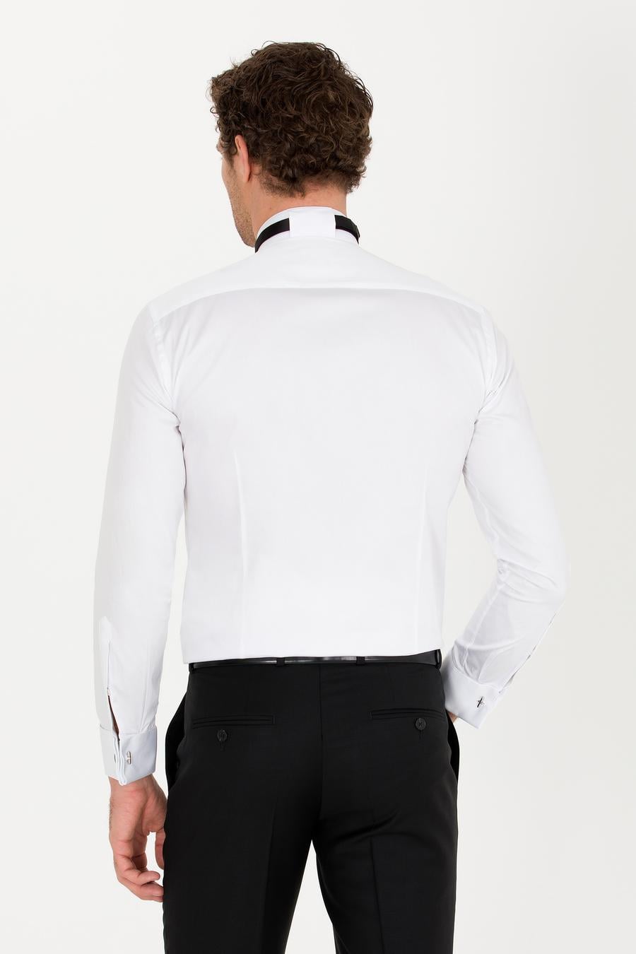 Beyaz Slim Fit Smokin Gömlek - 50269231007