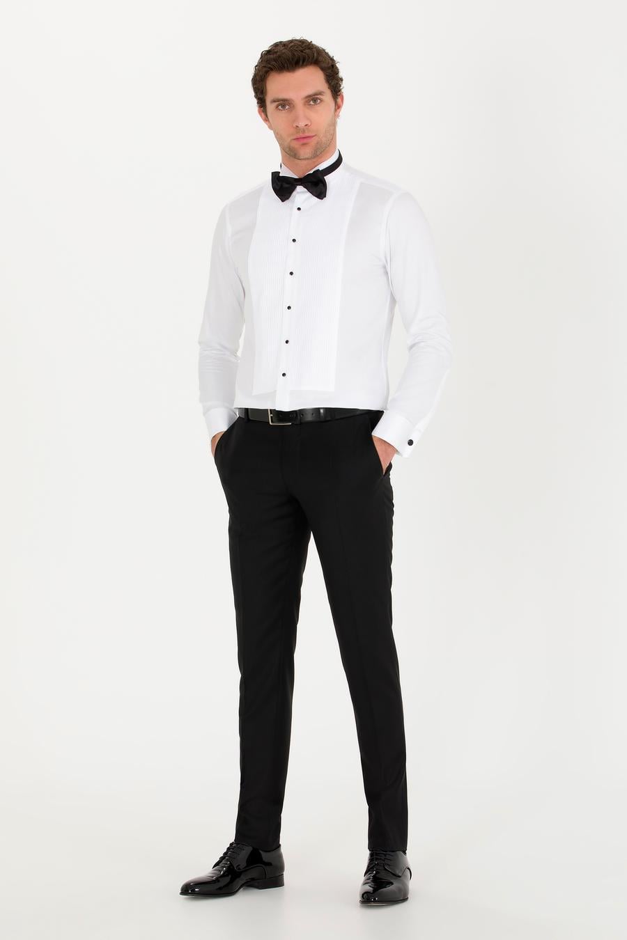 Beyaz Slim Fit Smokin Gömlek - 50269231007